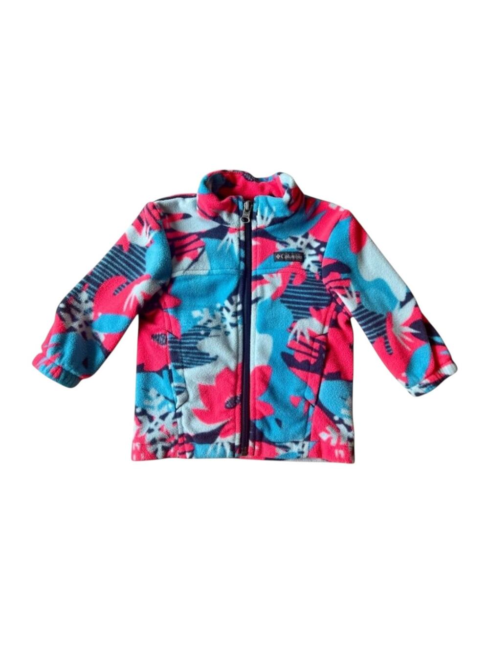 Columbia Fleece Full-Zip Jacket Baby Girls 6-12M Pink Teal Print